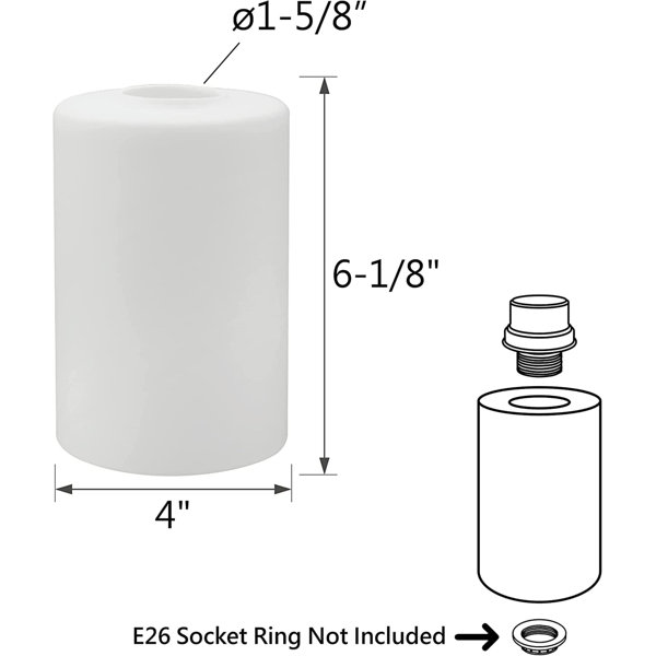 Ebern Designs 6'' H Glass Drum Wall Sconce Shade ( Screw On ) in White